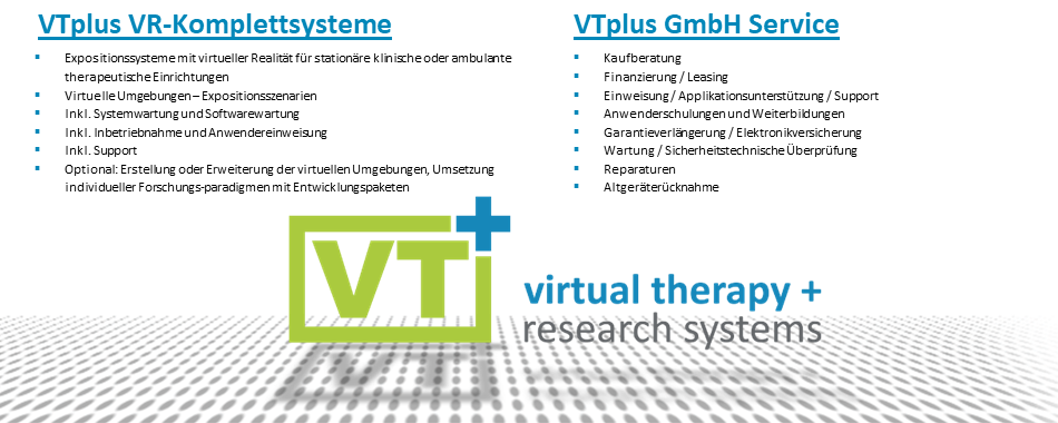 VTplu VR-Systeme für Expositions-Therapie für Kliniken und Praxen